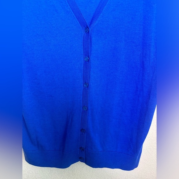 Talbots Royal Blue Classic Twinset Half Sleeve Cardigan and Shell Knit Tank M - Picture 4 of 10